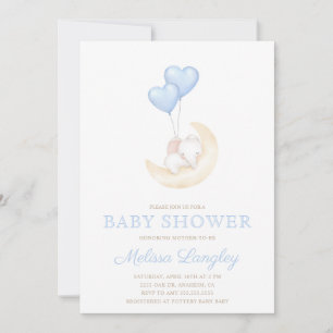 Invitación es un niño elefante globo azul lindo ducha bebé