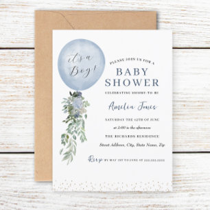 Invitación Es un niño globo azul Baby Shower