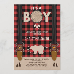 Invitación Es un niño Lumberjack bebé invitado a la ducha