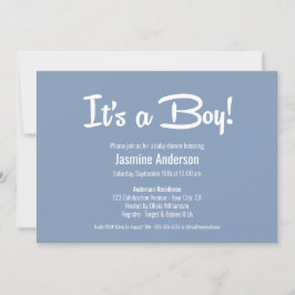 Invitación Es un niño moderno Baby Shower Minimalista gris