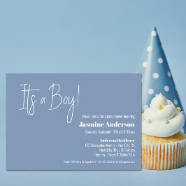Invitación Es un niño moderno Baby Shower Minimalista gris