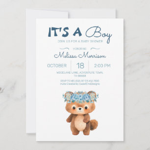 Invitación Es un niño Oso Oso Oso Oso Azul Bebé