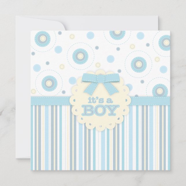 Invitación Es un niño Pastel en Baby Shower con tetas azules (Anverso)