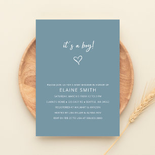 Invitación Es un niño pequeño, azul, niño moderno Baby Shower