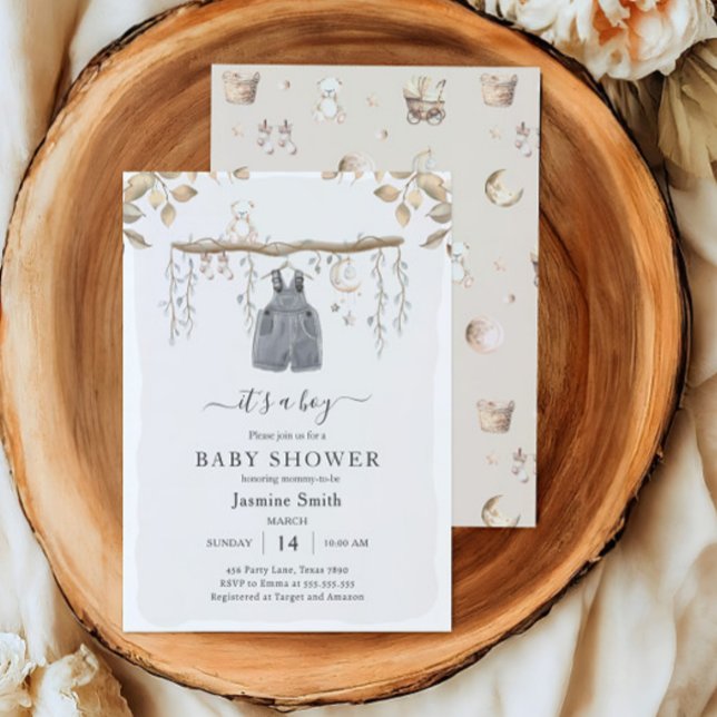 Invitación Es un niño que viste Baby Shower de guardería bohe (Subido por el creador)