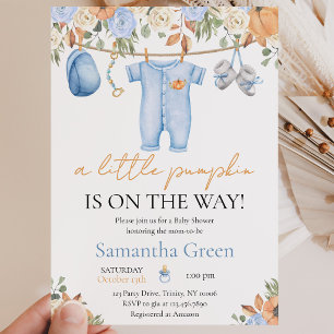 Invitación Es un Niño Ropa de Otoño Pequeño Calabacín Shower