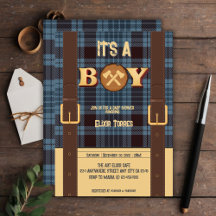 Es un niño Rustic Lumberjack Flannel Baby Shower I