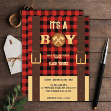 Es un niño Rustic Lumberjack Flannel Baby Shower I