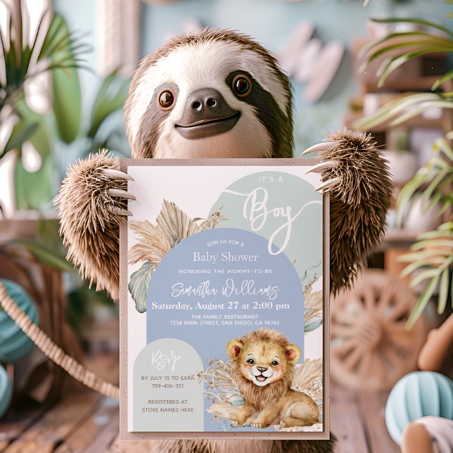 Invitación Es un niño Safari Theme Lion Baby Shower (Subido por el creador)