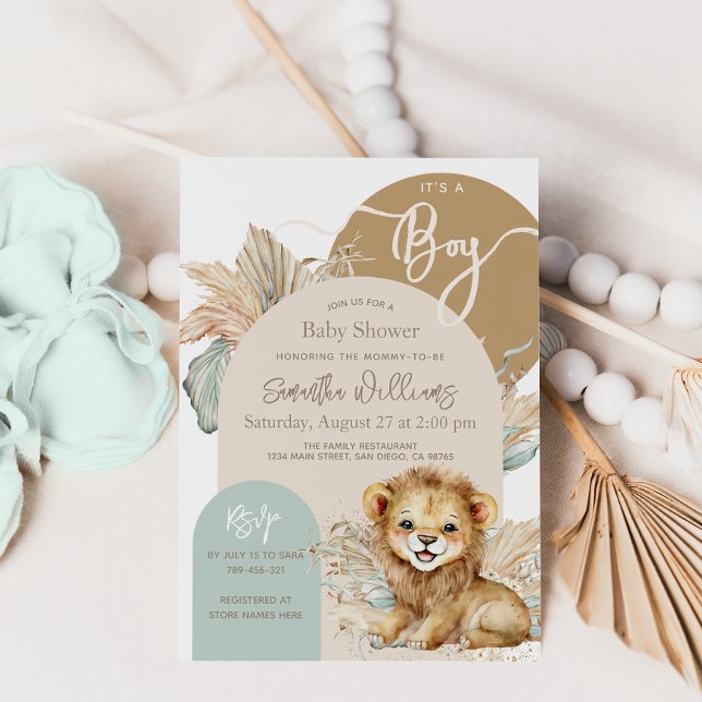 Invitación Es un niño Safari Theme Lion Baby Shower (Subido por el creador)