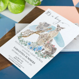 Invitación Es un Niño Shower de Bebé Animal Australiano Azul