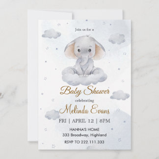 Invitación Es un niño tierno elefante baby shower