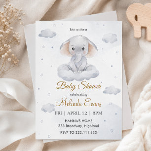 Invitación Es un niño tierno elefante baby shower