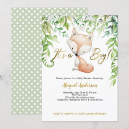 Invitación Es un niño, vegetación, zorro de Woodland, ducha d