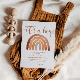 Invitación Es un niño - Watercolor Boho Rainbow Baby Shower