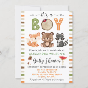 Invitación Es un niño Woodland Animals Baby Shower