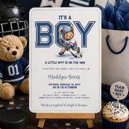 Invitación Es un oso de peluche de hockey para bebé niño Show