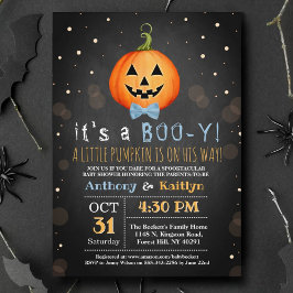 Invitación Es un pequeño Baby Shower de Halloween de calabaza