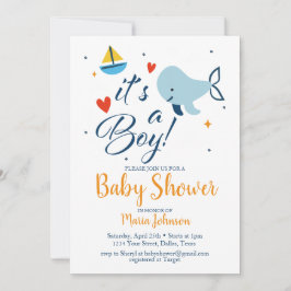 Invitación Es un pequeño océano náutico azul Baby Shower