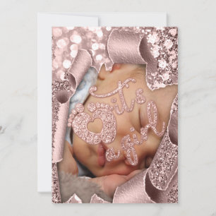 Invitación Es un Personalizado de Chicas de pies foto Rosa de