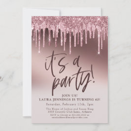 Invitación Es un Purpurina rosado Fiesta cumpleaños número 60