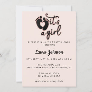Invitación Es un Recién nacido fotográfico de pies Chicas duc