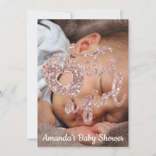 Invitación Es un Rosa de foto de un Personalizado de Baby Sho