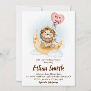 Invitación Es un safari de león en acuarela para bebé niño