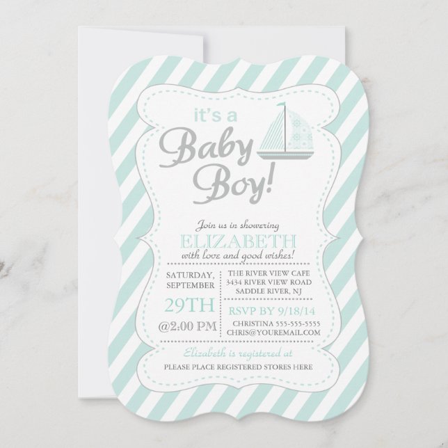 Invitación Es un velero Baby Shower náutico del bebé (Anverso)