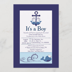 Invitación Es una Baby Shower de ballena chica