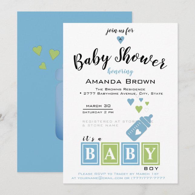 Invitación Es una Baby Shower de Boy (Anverso / Reverso)