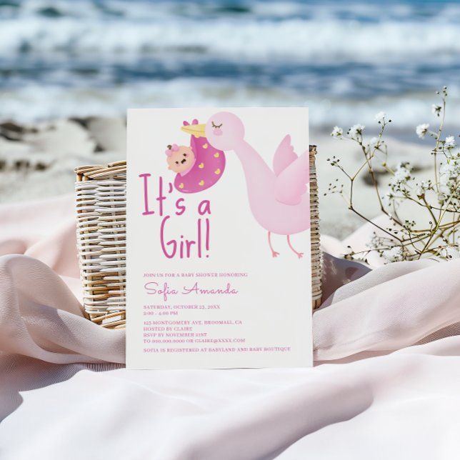Invitación Es una Baby Shower de cisne rosa Chica (Subido por el creador)