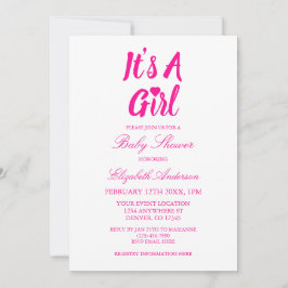 Invitación Es una Baby Shower de corazón Chica