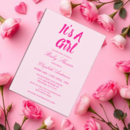 Invitación Es una Baby Shower de corazón Chica