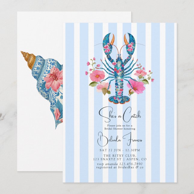 Invitación Es una captura Langostinos Despedida de soltera co (Anverso / Reverso)