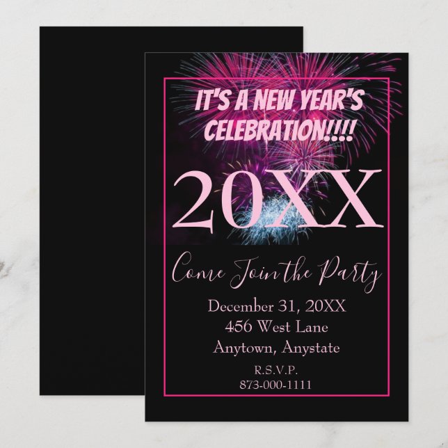 Invitación Es una celebración de Año Nuevo (Anverso / Reverso)