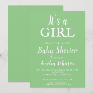 Invitación Es una Chica de Green Baby Girl Baby Shower