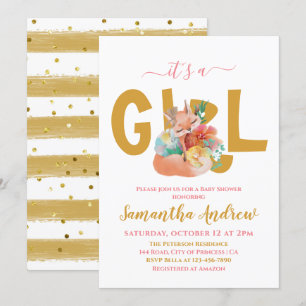 Invitación Es una Chica hermosa Baby Shower de Fox Sleepy