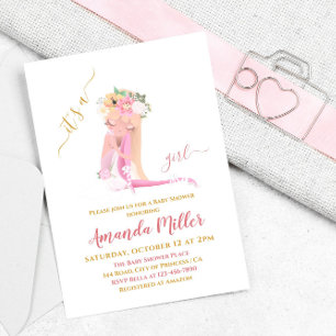 Invitación Es una Chica hermosa Ballerina Invit Baby Shower