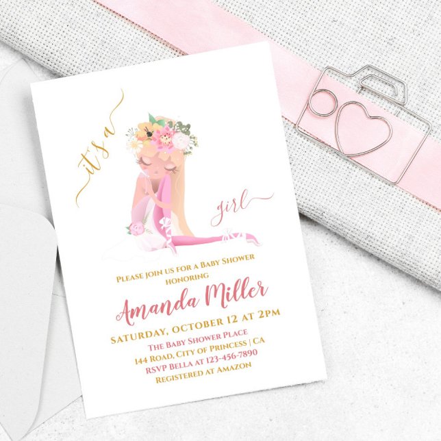 Invitación Es una Chica hermosa Ballerina Invit Baby Shower (Subido por el creador)