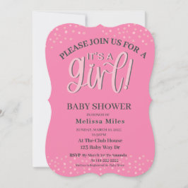 Invitación Es una Chica moderna Chica Bow rosa ducha bebé
