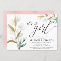 Es una chica moderna y verde ducha de bebé dorada 