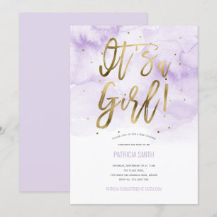 Invitación Es una chica, rosa, acuarela, ducha de bebé