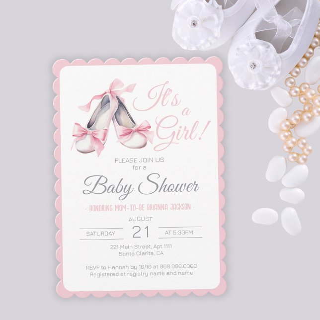 Invitación Es una Chica Rubor Pink Ballerina Baby Shower (It's A Girl Blush Pink Ballerina Baby Shower Invitation
)