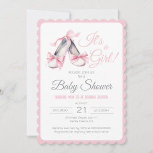 Invitación Es una Chica Rubor Pink Ballerina Baby Shower
