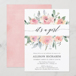 Invitación Es una chica ruidosa vegetación floral niña ducha 