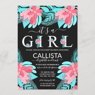 Invitación Es una cita Chica de Baby Shower Verde azulado flo