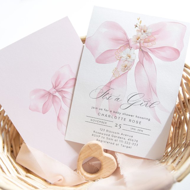 Invitación Es una ducha chica de bebé de raza rosa (Subido por el creador)