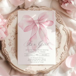 Invitación Es una ducha chica de bebé de raza rosa
