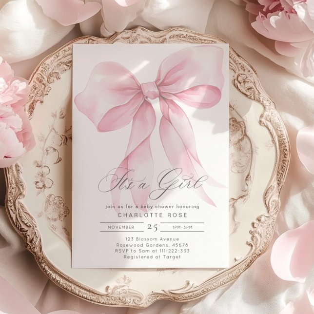 Invitación Es una ducha chica de bebé de raza rosa (Subido por el creador)